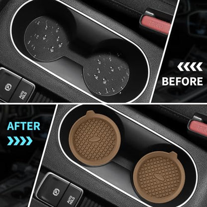 ME.FAN Car Cup Holder Coasters [4 Pack] Silicone Cups Mats, Automotive Universal Non-Slip Recessed Interior Accessories Coffee - color: 4pack-coffee
