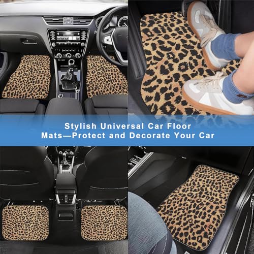 Automotive Floor Mats 5 Pcs, Universal Car Floor Mats, Leopard Print Cargo Liner, Car Accessory for SUVs/Sedan/Wagons, Durable Protective Mat, Trunk Liner for Families/Travel Enthusiasts - style: Bundle 4