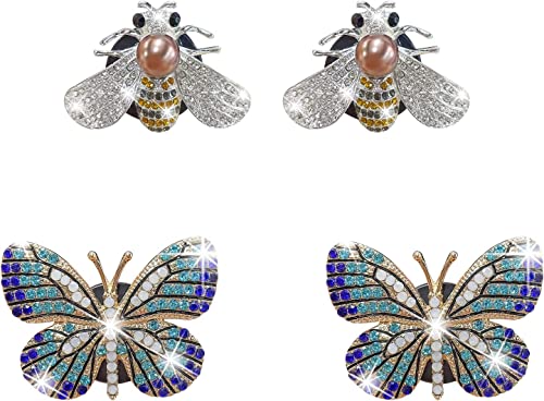 Bling Butterfly Air Vent Clips, 4 Pcs Crystal Bee Car Fresheners, Diffuser Vent Clip, Diamond Decoration, Cute Interior Decor, Bling Accessories for Women
