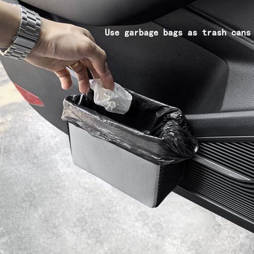Car Trash Can, Foldable Multifunctional Hanging Storage Box Trash Can with a Roll of Garbage Bag, Multi Pocket Design Suitable for Car, Home, and Office Car Trash Cans (Black)