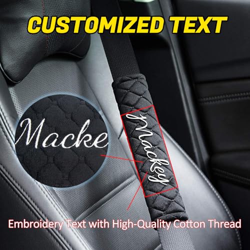 Personalized Seat Belt Cover Pad, Embroidered Seatbelt Cushion, Seatbelt Covers, Car Seat Belt Pads for Adults Car Seat Strap Pads for Kids Universal Fit for All Cars and Backpack 10 Inch 1 Pack