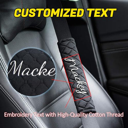 Personalized Seat Belt Cover Pad, Embroidered Seatbelt Cushion, Seatbelt Covers, Car Seat Belt Pads for Adults Car Seat Strap Pads for Kids Universal Fit for All Cars and Backpack 10 Inch 1 Pack