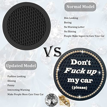 Car Cup Coaster 2 Pack,Bling Car Accessories Interior,Universal Car Cup Holder,Car Cup Holder Insert Coasters for Car/SUV/Truck(Black,2PC) - color: Black-2pc