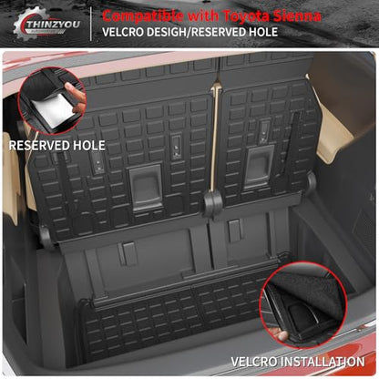 Cargo Mat Compatible with 2021-2025 2026 Toyota Sienna 7&8 Seats Cargo Liner Cargo Mat Trunk Mat Trunk Liner Back Seat Cover 2024 Sienna Accessories (Upgrade Trunk Mat+Backrest Mats) - style: For Toyota Sienna | 2021-2026