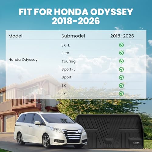 LASFIT Trunk Mat for Honda Odyssey 2018-2026, Custom Fit Cargo Mat, Waterproof All Weather, Kid & Pet Friendly, Easy Clean for Family Use - style: 7）For Honda Odyssey| 2018-2026 | Trunk Mat