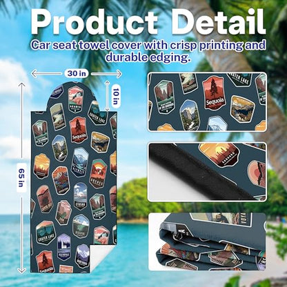 Car Seat Towel Cover After Gym, Car Seat Cover Towel – Sweatproof, Washable, Non-Slip Cover for Cars, SUVs (2 Pack, National Parks) - color: National Parks
