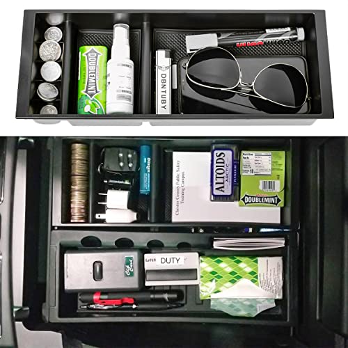Center Console Organizer Compatible with Ford F150 Accessories 2015-2020 F-150/2017-2022 F250 F350 SuperDuty Armrest Insert Tray Storage Box ABS -Full Console w/Bucket Seats ONLY,Black