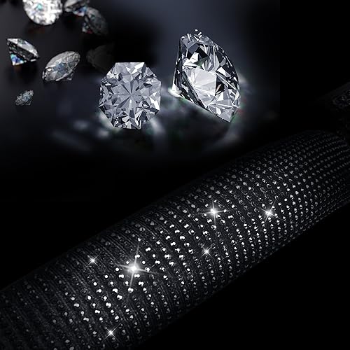 CAR PASS Bling Diamond Leather Steering Wheel Cover, With Sparkly Crystal Glitter Rhinestones Universal Fit 14"1/2-15" Car Wheel Protector for Women Girl Fit Suvs,Vans,Sedans,Car,Trucks, Black Diamond - color: Black Diamond on Velvet