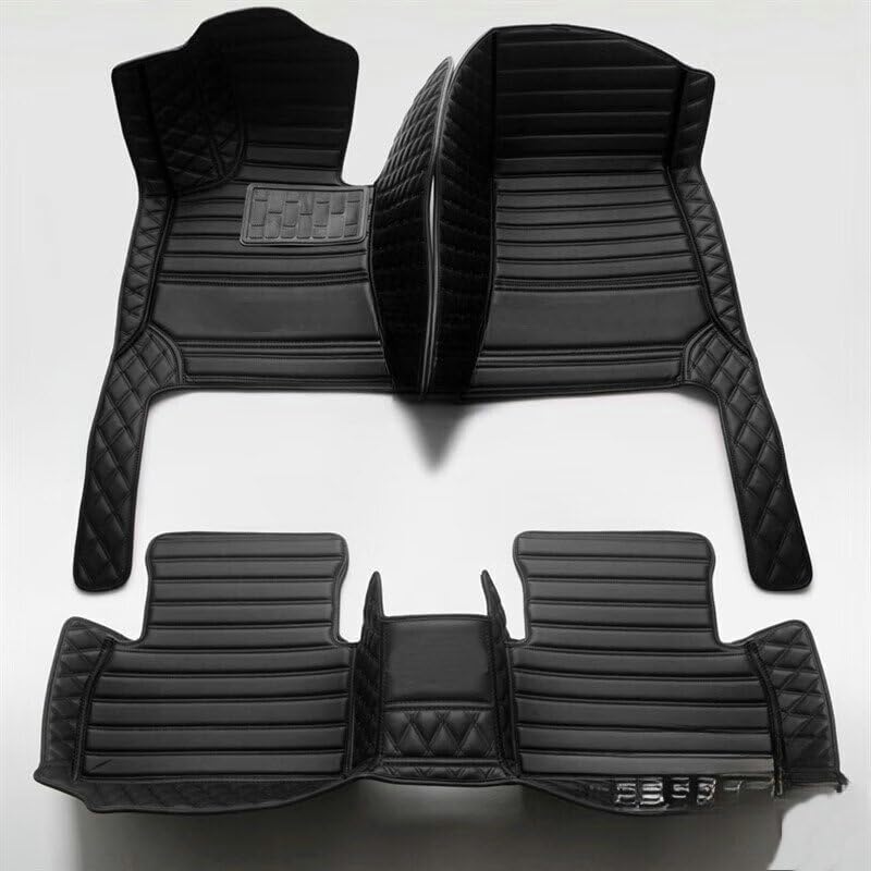 Custom Artificial Leather Waterproof All-Weather Car Floor Mats Fit for 99% Sedan SUV Sports Car Vehicle Car Mat (Black Black Stripe) - color: Black Black stripe