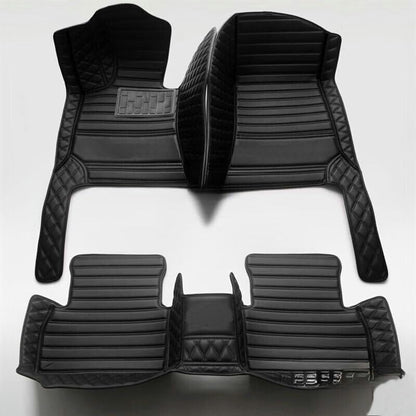 Custom Artificial Leather Waterproof All-Weather Car Floor Mats Fit for 99% Sedan SUV Sports Car Vehicle Car Mat (Black Black Stripe) - color: Black Black stripe