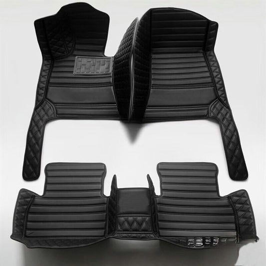 Custom Artificial Leather Waterproof All-Weather Car Floor Mats Fit for 99% Sedan SUV Sports Car Vehicle Car Mat (Black Black Stripe) - color: Black Black stripe
