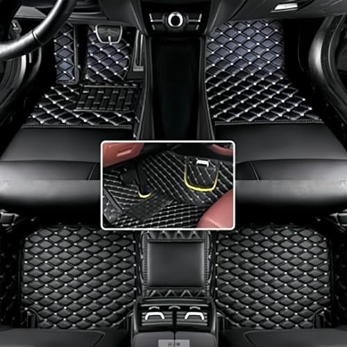 Custom Floor Mats for Audi A1, A3, A4, A5, A6, A7, A8,TT, TTS, Q2, Q3, Q5, Q7, Q8,RS3 RSQ8 S3 S4 S5 S6 S7 S8 e-tron, Q4 e-tron,All Weather Waterproof Luxury Leather (Black Beige) - color: Black Beige