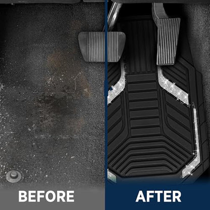 PIC AUTO Car Floor Mats, Silver Sparkly Crystal Bling Glitter Car Mats Set, Front and Rear Heavy Duty Rubber Car Mats with Anti-Slip Backing, All Weather, Trim-to-Fit for SUVs, Trucks, Sedan, Vans - color: Sliver Glitter
