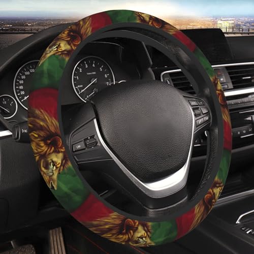 Jamaican Lion Flag Universal Steering Wheel Covers, Cute Car Accessories for Women Girls Car Truck - color: Jamaican Lion Flag