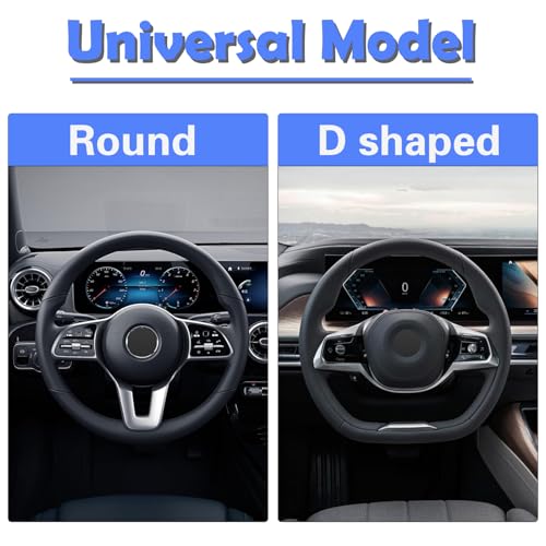 Tianmei Soft Faux Wool Winter Car Stretch-On Steering Wheel Cover (Diameter 13.7in-15.7in,Plush Black) - color: Plush Black - Diameter 13.7in-15.7in