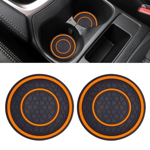 2PCS Car Cup Holder Coasters, 2.75 Inch Auto Non-Slip Anti Dust Cup Mats, Console Cup Holder Insert Coaster Auto Insulated Mats, Universal Interior Accessories for Most Cars (Orange) - color: Orange