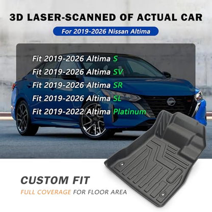 KUST Custom Fit Floor Mats for 2019-2025 2026 Nissan Altima Accessories All Weather Floor Mat Carpet Liners Front Rear 2 Row Seat Black Liner TPE