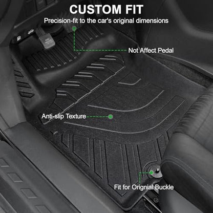 Floor Mats Fit for Nissan Rogue 2014-2020 (NOT for Sport/Select/Hybird/7-Seat), TPE All Weather Durable 1st and 2nd Row Floor Liners Door Sill Guards for Nissan Rogue Accessories