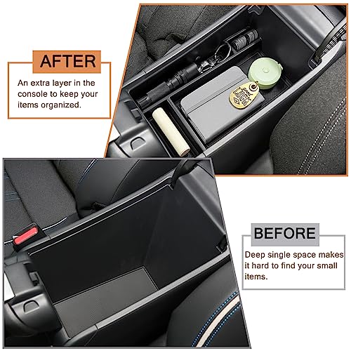 Center Console Organizer Tray Compatible with Honda HRV 2023 2024 2025 2026 2027 Accessories, Armrest Storage Box for HRV EX/EX-L/LX/SE/Sport/Touring,Black Trim