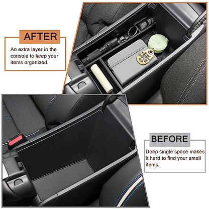 Center Console Organizer Tray Compatible with Honda HRV 2023 2024 2025 2026 2027 Accessories, Armrest Storage Box for HRV EX/EX-L/LX/SE/Sport/Touring,Black Trim