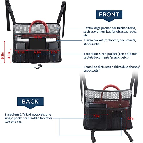Car Seat Back Organizer - Large Capacity Storage for Purses, Handbags & Kids' Items - Black