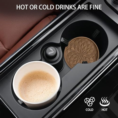 Car Coasters for Cup Holders [4 Pack] - 2.75In Silicone Auto Mug Mats - Universal Non-Slip Recessed Car Interior AccessoriesCoffee - color: 4pack-coffee