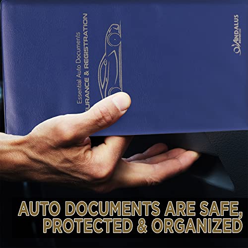 Andalus Auto Registration & Insurance Card Holder Pack of 2, Waterproof Essential Car Registration Holder with Hook & Loop Closure, Perfect for Every Vehicles Glove Boxes (Blue - 9.5" x 5.15") - color: Blue
