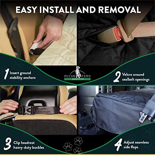 Premium Bucket Car Seat Protector | Diamond Stitching | Washable & Waterproof Front Seat Dog Cover Car, Truck, & SUV | Nonslip, Tear Resistant Pet Passenger Seat Cover | Black - color: Black