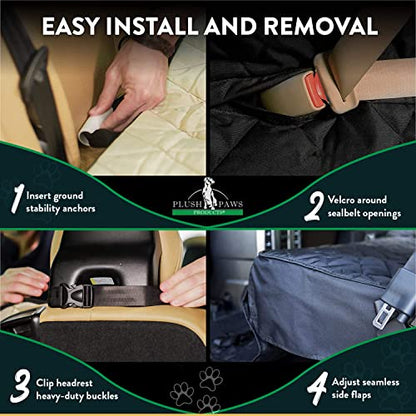 Premium Bucket Car Seat Protector | Diamond Stitching | Washable & Waterproof Front Seat Dog Cover Car, Truck, & SUV | Nonslip, Tear Resistant Pet Passenger Seat Cover | Black - color: Black