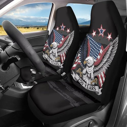 INSTANTARTS 250 Years Car Seat Covers Two Front Seats Only High Back Seat Protector Soft Auto Interior Accessories Compatible with Most Cars,SUV - color: 250 Years Patriotic Eagle