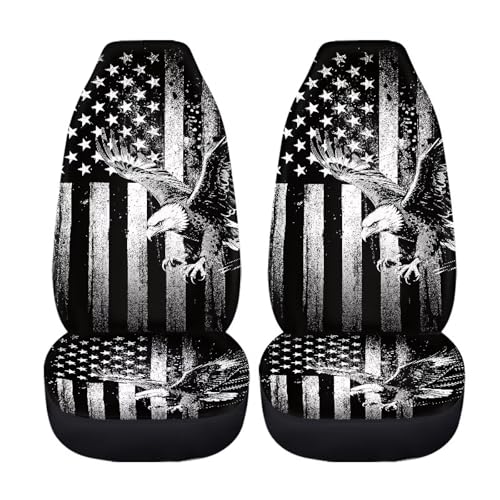 Eagle Car Front Seat Covers Anti-Slip Gray US Flag Car Seat Cover for Front Seats Set of 2 Patriotic Removable Automotive Accessories Universal Fit for Cars SUVs Sedans - color: Eagle Gray US Flag