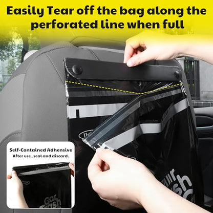 50 Bags Tidyphil Hanging Car Trash Bags Disposable, Leak-proof, Odor Seal. 2 Gallon Car Garbage Bags. Alternative to Car Trash Can, Easy Stick-On Car Garbage Can for Car,SUV, Truck, Vehicle, Stroller. - color: 50 Count(Black)