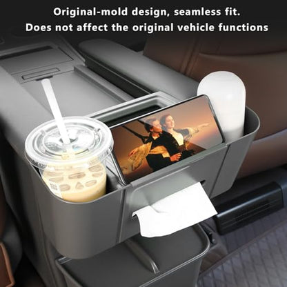 Center Armrest Rear Organizer for Toyota Sienna 2021-2026 ABS Cup Holder Tray Center Consoles 3-in-1 Backseat Organizer(Gray) - size: Center Armrest Rear Organizer