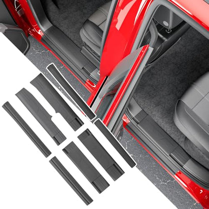 8Pcs Door Sill Protector Compatible with 2019-2026 Chevy Silverado GMC Sierra 1500 Door Sill Guard TPE Car Threshold Protector Replacement for 2019-2026 Chevy Silverado Accessories - size: Compatible with 2019-2026 Chevy Silverado