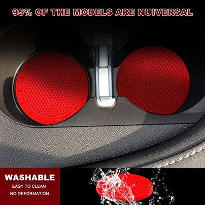 Frienda 28 Pcs Car Interior Accessories Including 20 Pcs Car Air Conditioner Decoration Strip 4 Non Slip Silicone Car Cup Coaster 4 Car Tire Valve Stem Caps for Most Cars SUVs Trucks(Red)