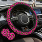 Pink Leopard Steering Wheel Cover,Pink Cheetah Leopard Universal 15" Elastic Car Steering Wheel Cover with 2 PCS Car Coasters,Anti-Slip Breathable Accessories for Auto,SUVs,Truck - color: Pink Leopard