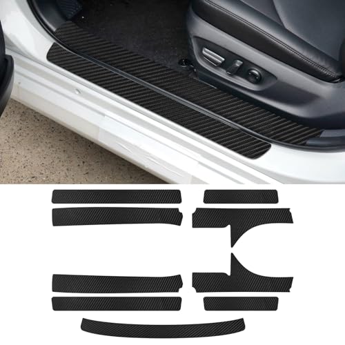 Bilisin 9PCS Car Door Sill Protector Compatible with Toyota Camry 8th Gen 2018-2023,Carbon Fiber Leather Auto Trunk Door Sill Entry Guard Scratch Protector Accessories