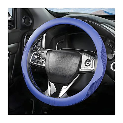 Car Steering Wheel Cover, Microfiber Breathable Ice Silk Leather Steering Wheel Cover Soft Anti-Slip Safety, 15inch Four Season Universal Fits for Most Truck,SUV,Cars (Blue) - color: Blue