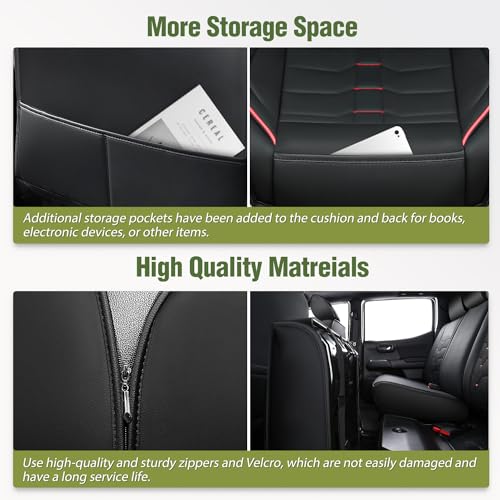 Nilight Car Seat Covers Custom Fit 2005-2024 Toyota Tacoma Double Extended Crew Cab Waterproof Faux Leather Cushion Full Set with Split Bench 40/60 for SR5 TRD Sport Limited - color: Full Sets 5 Seat, style: Toyota Tacoma 2005-2024