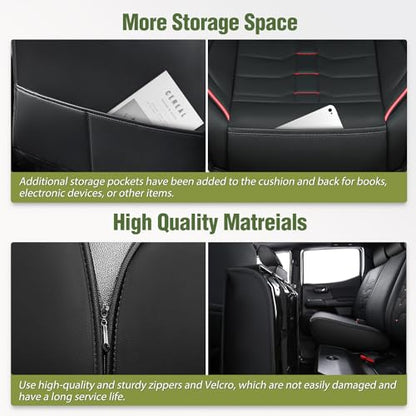 Nilight Car Seat Covers Custom Fit 2005-2024 Toyota Tacoma Double Extended Crew Cab Waterproof Faux Leather Cushion Full Set with Split Bench 40/60 for SR5 TRD Sport Limited - color: Full Sets 5 Seat, style: Toyota Tacoma 2005-2024