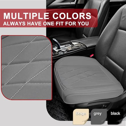 Luxury Faux Leather Car Seat Cover Front Bottom Seat Cushion Cover, Anti-Slip and Wrap Around The Bottom, Fits 95% of Vehicles (Gray)