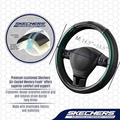 Skechers Air-Cooled Steering Wheel Cover,Leather Car Steering Wheel Cover Universal Fit 14" 1/2-15" Car Wheel Protector for Men Women Fit Suvs,Vans,Sedans,Car,Trucks,Green - color: Green