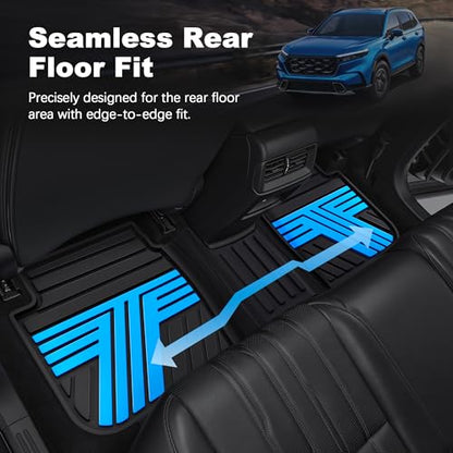All Weather Floor Mats Custom Fit for Mazda CX-5 2017-2025 Waterproof Heavy Duty Anti-Slip Car Mats, 1st & 2nd Row Black & Blue - color: Blue