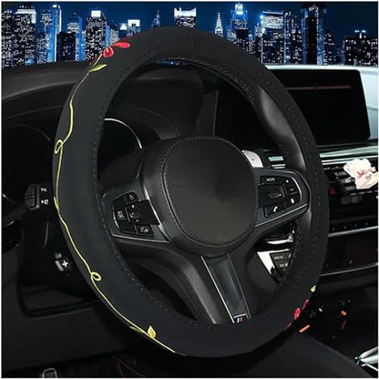 Mayco Bell Automotive Women Embroidery Cute Car Steering Wheel Cover (Twin Flowers) - color: Twin Flowers