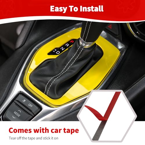 RT-TCZ for Chevy Camaro Gear Shift Panel Trim Cover Yellow for Chevrolet Camaro 2016-2024 Yellow Interior Accessories