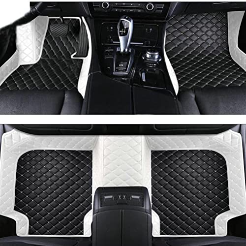 Custom Leather Car Mats, Vehicle-Specific Fit All-Weather Floor Mats, 100% Waterproof Anti-Slip Durable Protection for SUV Truck Sedan, Precision Tailored Protection (Side White Medium Black) - color: Side White Medium Black