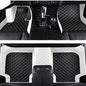 Custom Leather Car Mats, Vehicle-Specific Fit All-Weather Floor Mats, 100% Waterproof Anti-Slip Durable Protection for SUV Truck Sedan, Precision Tailored Protection (Side White Medium Black) - color: Side White Medium Black