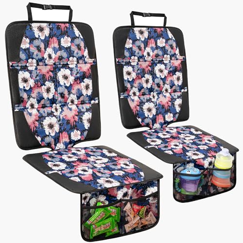 Car Seat Protector for Child Car Seat, 2 Pack Baby Car Seat Covers with Mesh Pockets & Non-Slip Backing 600D Durable Seat Protector Under Baby Car Seat for Car Back Seat (Watercolor, Large) - color: Watercolor, size: Large