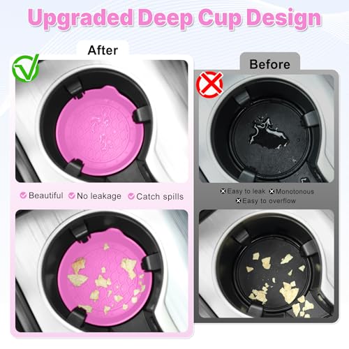 SINGARO Car Cup Holder Coaster, Silicone Cup Holder Insert, Universal Non-Slip Cup Holders, Car Accessories Interior for Women and Man 4 Pack Pink - color: Pink