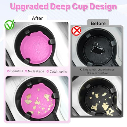 SINGARO Car Cup Holder Coaster, Silicone Cup Holder Insert, Universal Non-Slip Cup Holders, Car Accessories Interior for Women and Man 4 Pack Pink - color: Pink